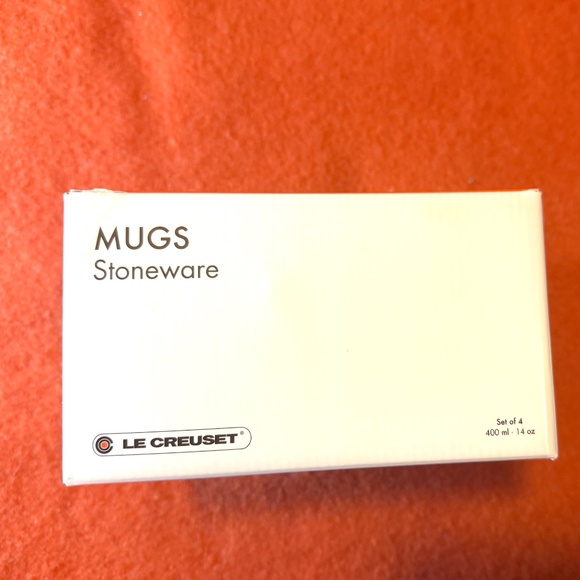 Le Creuset set of 4 classic stoneware mugs in Cerise (orange) NWT - Picture 9 of 9